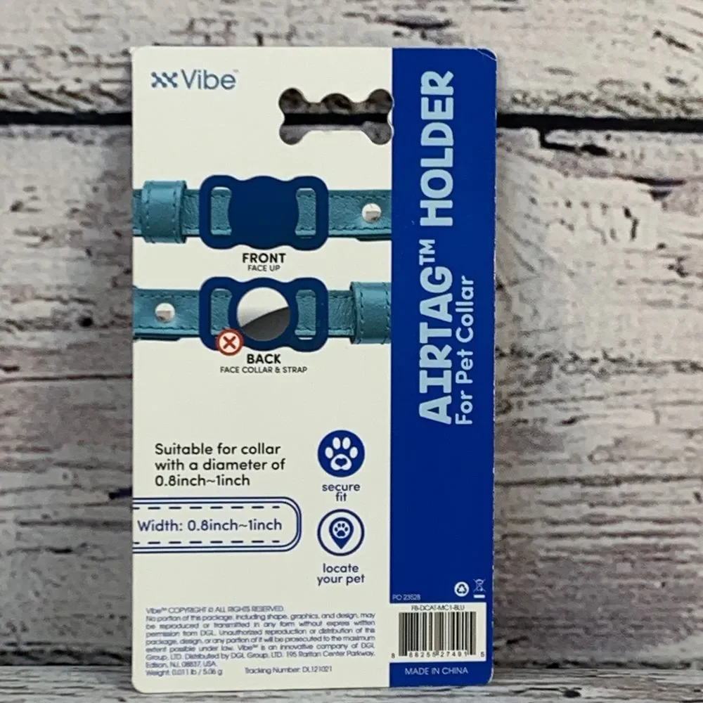 Vibe AirTag‎ Pet Collar Holder Splash Resistant Dog Cat Tracker Case Blue NEW